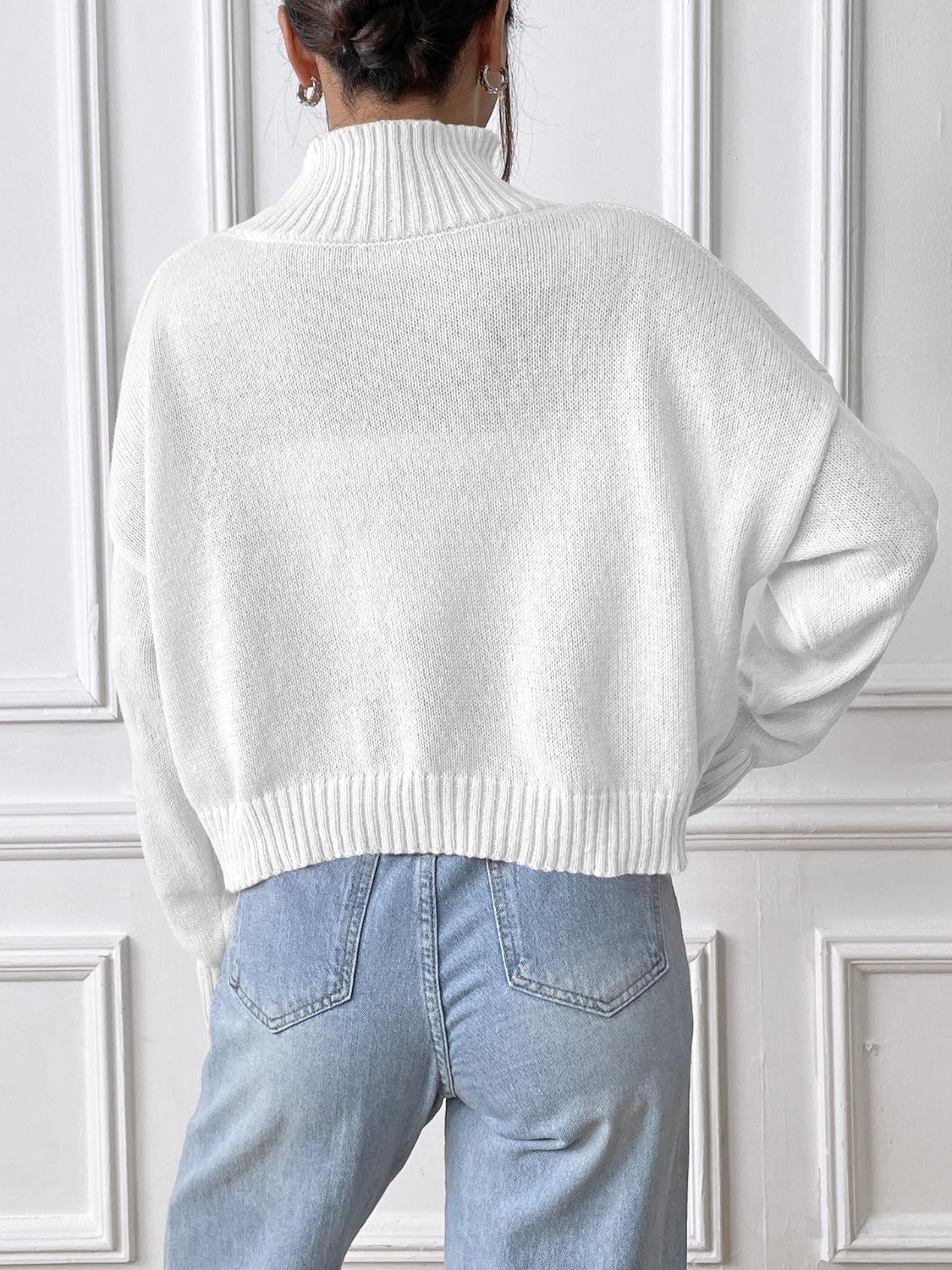 Bow Turtleneck Long Sleeve Sweater - Serenitylovefashions LLC