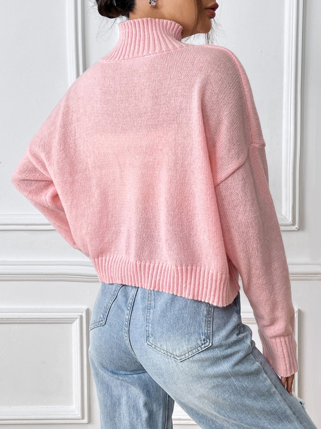 Bow Turtleneck Long Sleeve Sweater - Serenitylovefashions LLC
