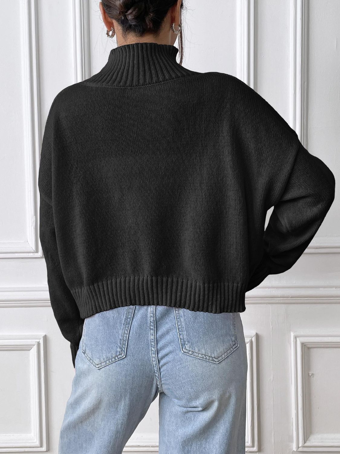 Bow Turtleneck Long Sleeve Sweater - Serenitylovefashions LLC