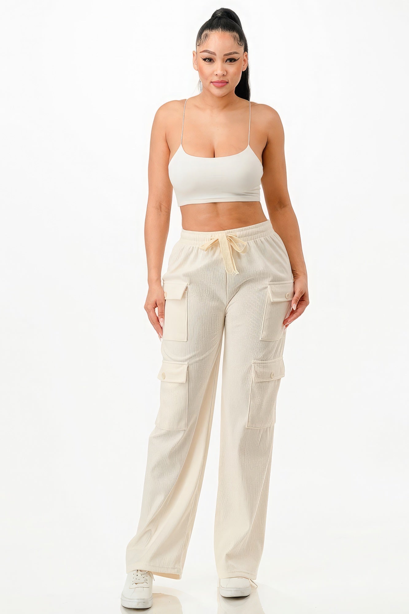 Solid Corduroy Cargo Pants - Serenitylovefashions LLC