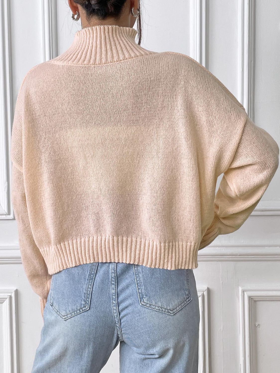 Bow Turtleneck Long Sleeve Sweater - Serenitylovefashions LLC