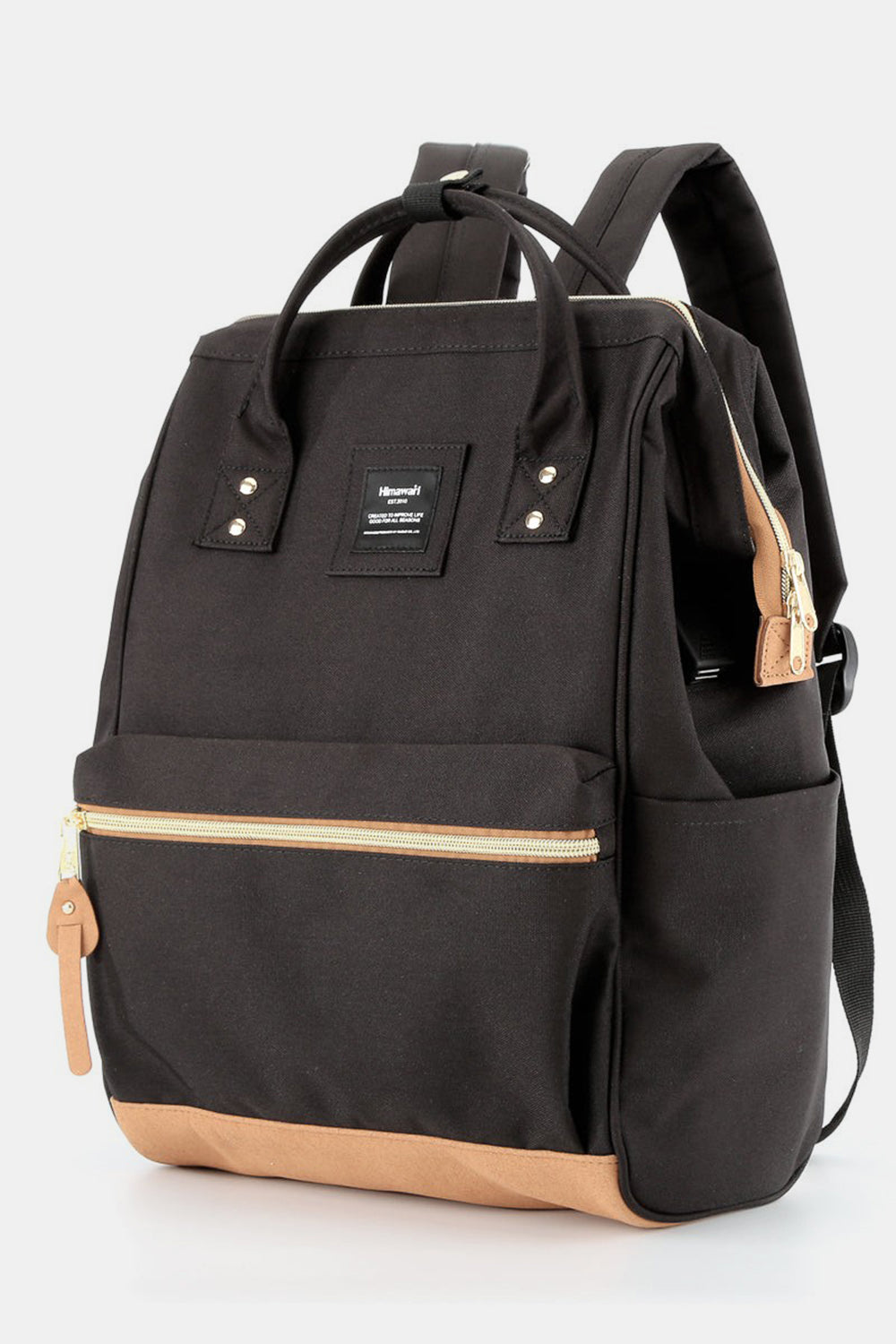 Himawari Contrast Waterproof Canvas Backpack Bag with Side Pockets - Serenitylovefashions LLC