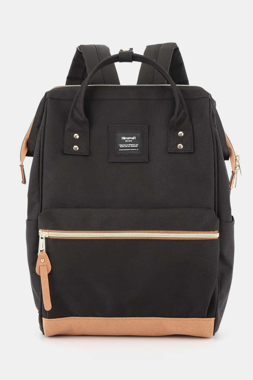 Himawari Contrast Waterproof Canvas Backpack Bag with Side Pockets - Serenitylovefashions LLC