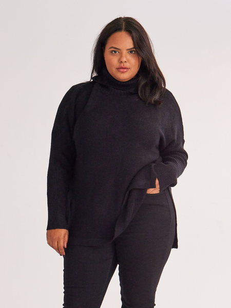 Side Split Turtleneck Sweater - Serenitylovefashions LLC