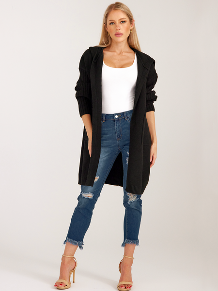 Open Front Long Sleeve Hooded Duster Cardigan - Serenitylovefashions LLC