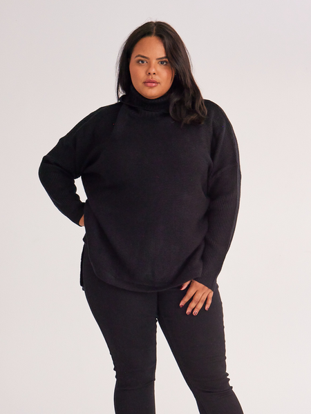 Side Split Turtleneck Sweater - Serenitylovefashions LLC