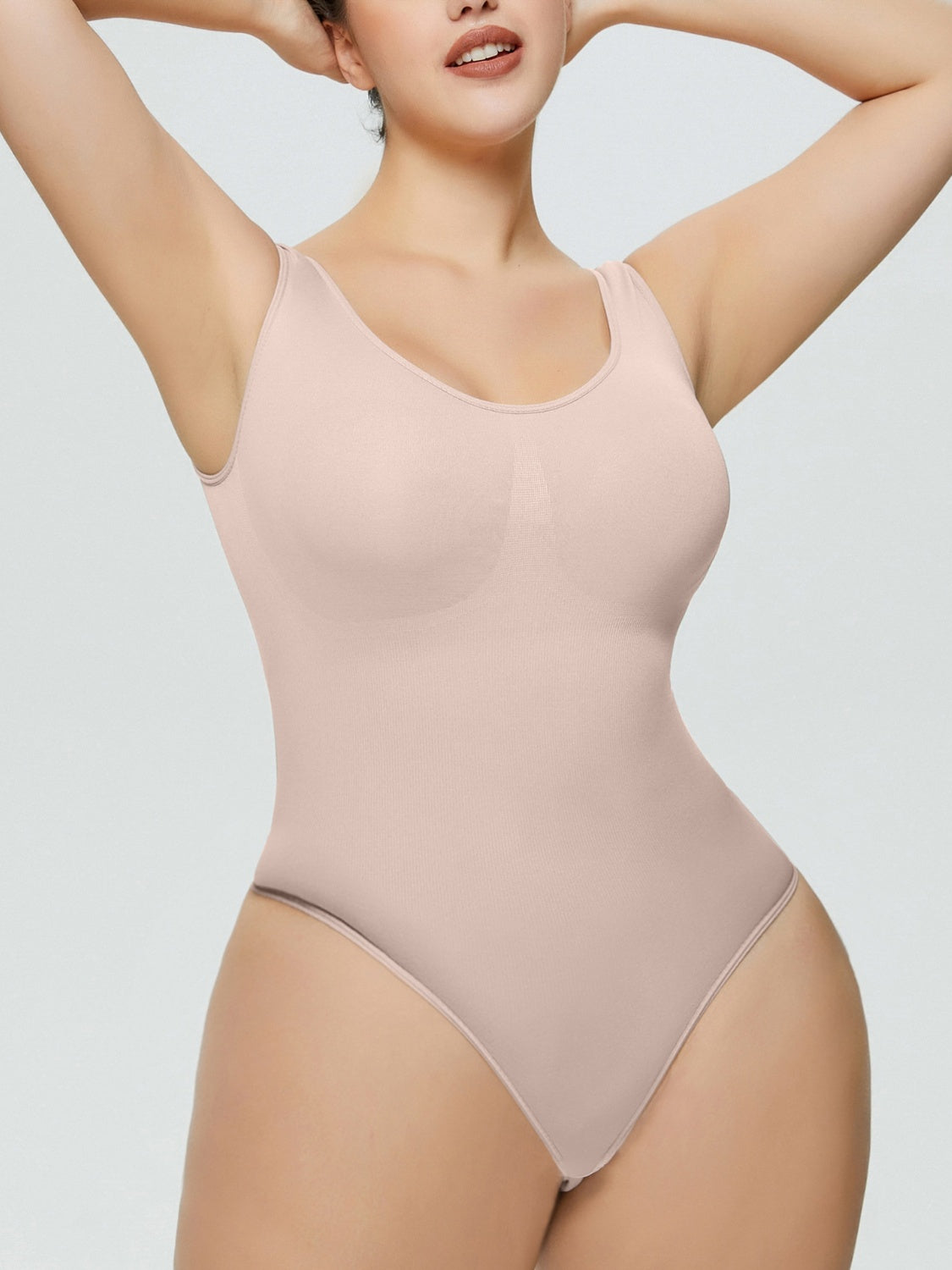 Scoop Neck Wide Strap Shaping Bodysuit - Serenitylovefashions LLC