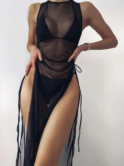 Mesh Swimsuit Bikini Split Three Piece Swimsuit - Serenitylovefashions LLC