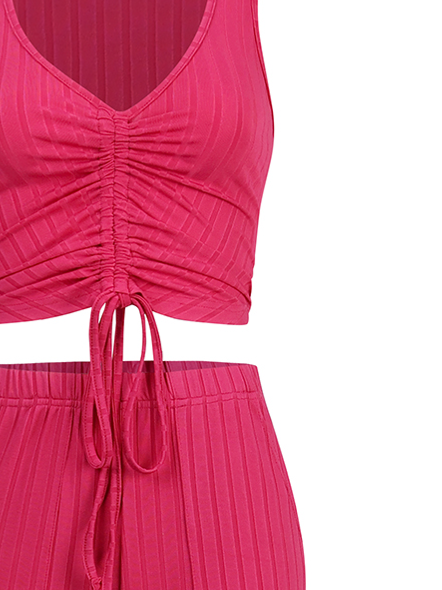 Women's V-Neck Drawstring Ribbed 3 Piece  Cardigan Set with Leggings - Serenitylovefashions LLC