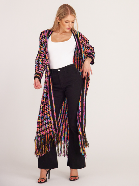 Knitted Fringed Long Cardigan Duster - Serenitylovefashions LLC