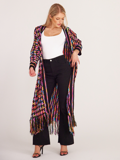 Knitted Fringed Long Cardigan Duster - Serenitylovefashions LLC