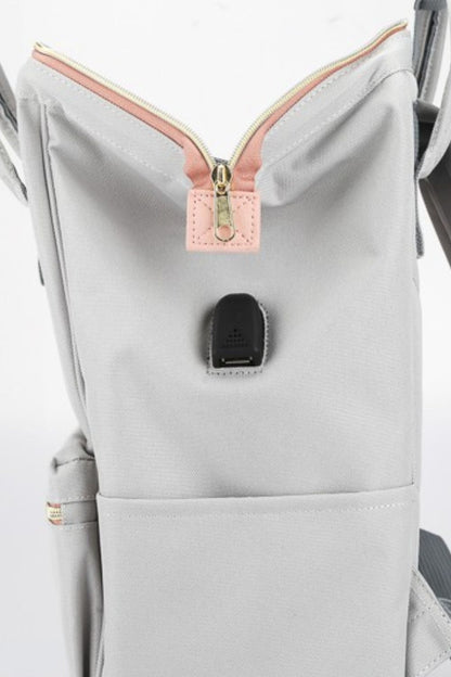 Himawari Contrast Waterproof Canvas Backpack Bag with Side Pockets - Serenitylovefashions LLC