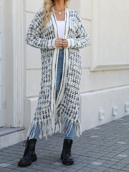 Knitted Fringed Long Cardigan Duster - Serenitylovefashions LLC