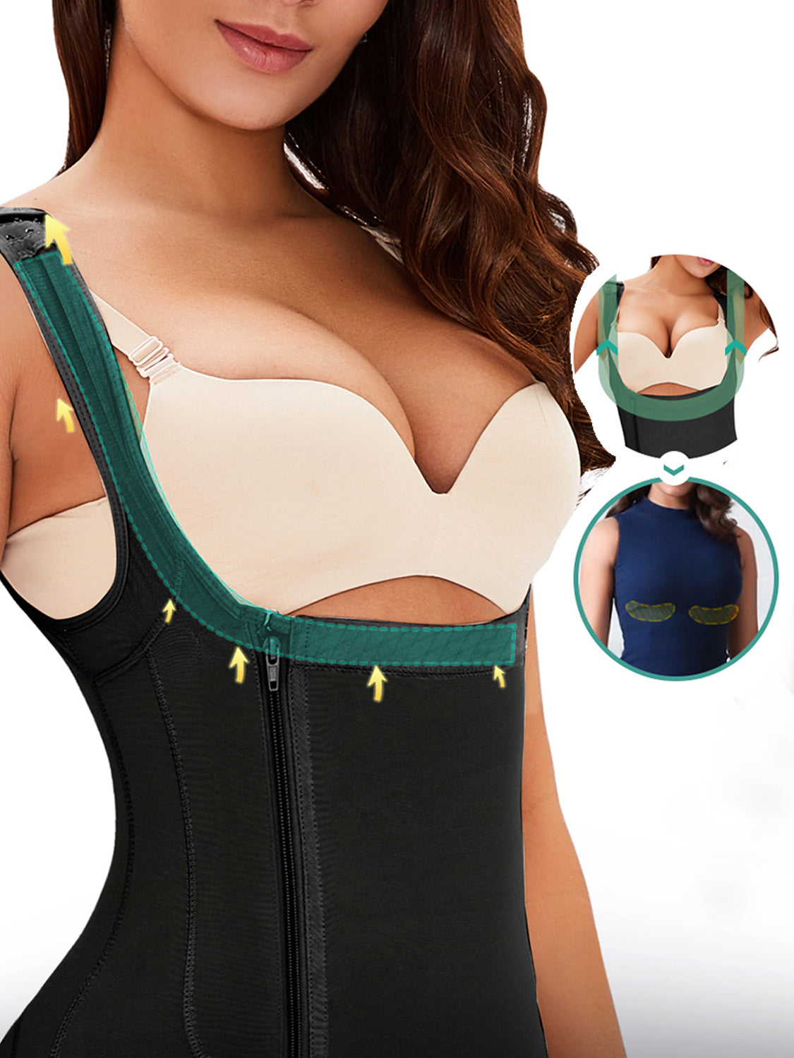 Full Size Side Zip Up Wide Strap Shapewear - Serenitylovefashions LLC